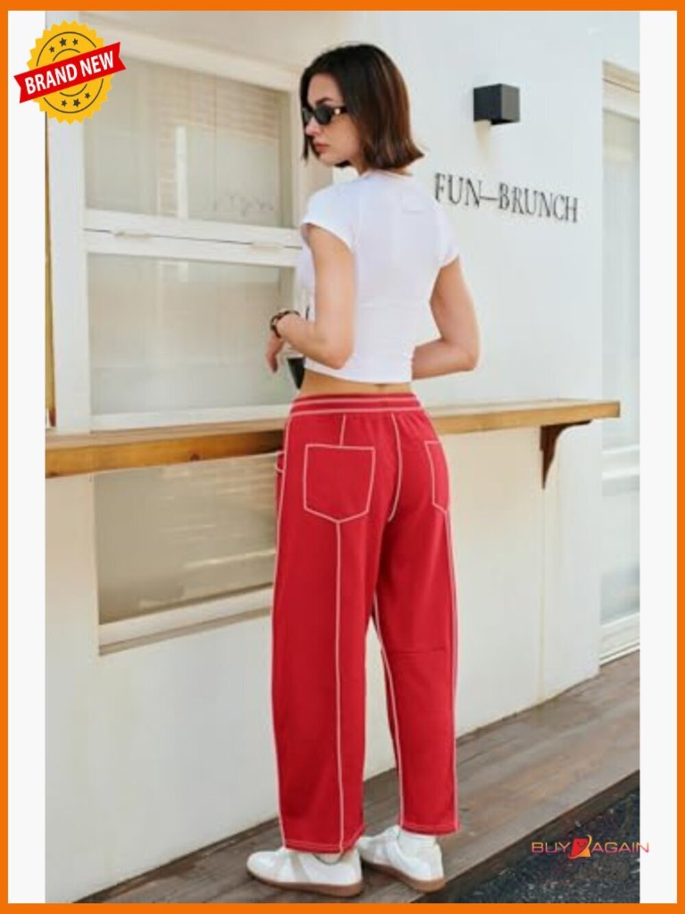 High Waisted Wide Leg Sweatpants Drawstring Lounge Baggy Pants - Picture 4 of 7